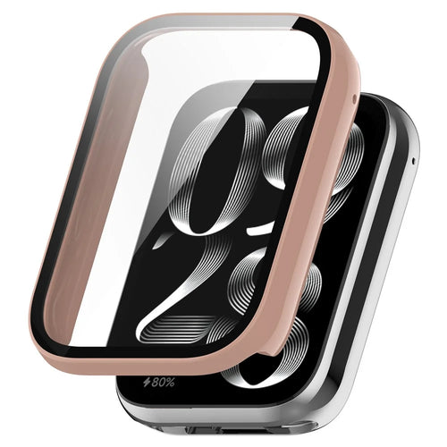 For Xiaomi Smart Band 9 Pro Case Hard PC All-Around Watch Cover with Tempered Glass Film - Pink - 1