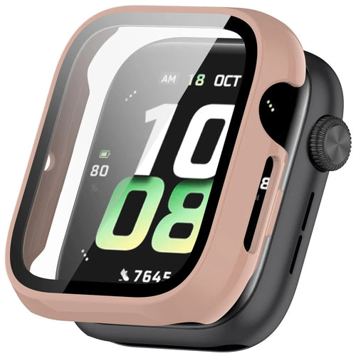 For Honor Watch 5 Case Hard PC All-Around Watch Cover with Tempered Glass Film - Pink - 1