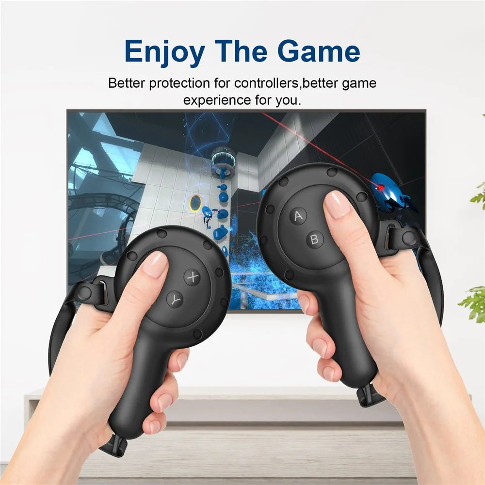 For Meta Quest 3S / 3 Controller Grips Silicone Cover with Straps and Lens Protector - 3