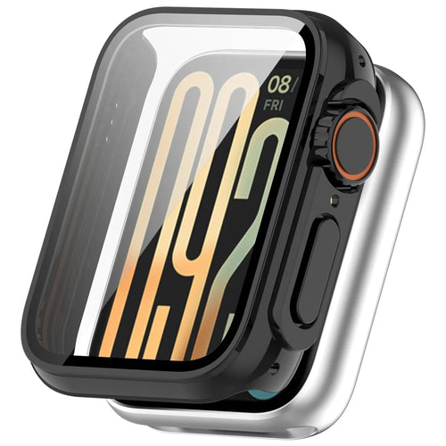 For Xiaomi Smart Band 9 Pro Case Hard PC All-Around Watch Cover with Tempered Glass Film - Black - 1