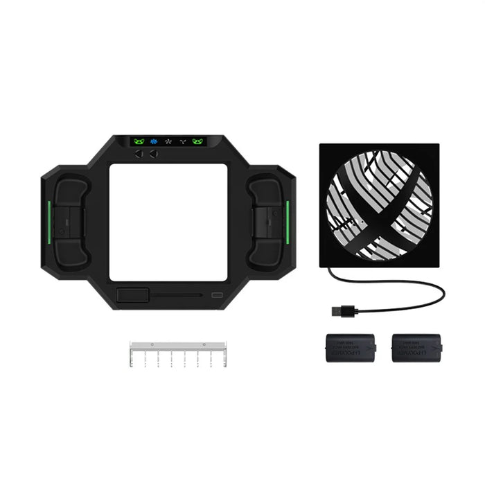 HBX-608 For Xbox Series X Cooling Fan Stand Dual Controller Charging RGB Light Base - 1