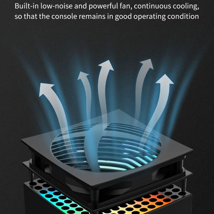HBX-608 For Xbox Series X Cooling Fan Stand Dual Controller Charging RGB Light Base - 2