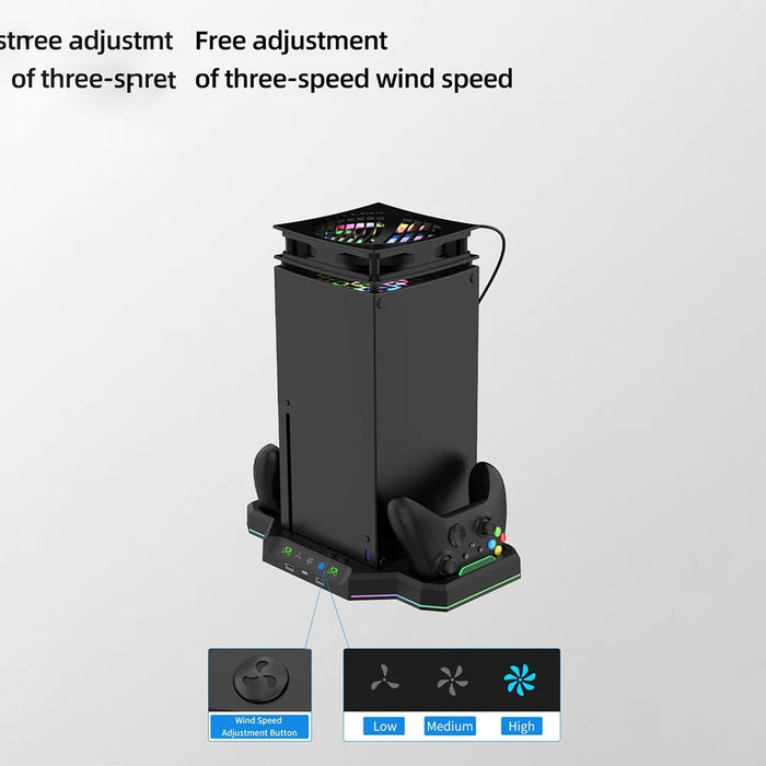 HBX-608 For Xbox Series X Cooling Fan Stand Dual Controller Charging RGB Light Base - 6