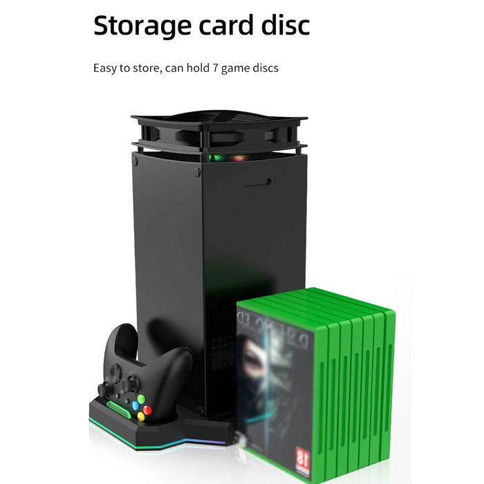 HBX-608 For Xbox Series X Cooling Fan Stand Dual Controller Charging RGB Light Base - 7