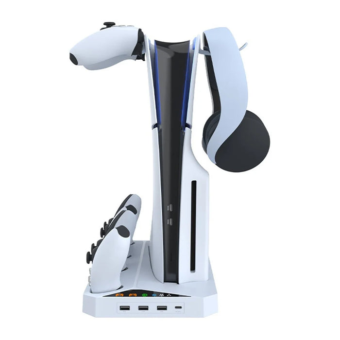 IPLAY HBP-584 For Sony PS5 Slim Digital / Disc Edition Cooling Stand Dual Controller Charging Station Headset Hanger - 4