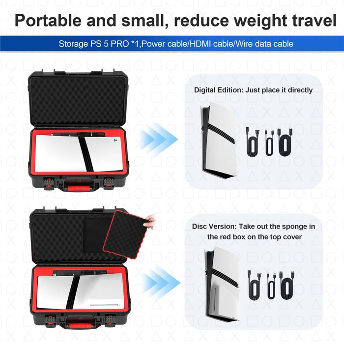 STARTRC GAMES For Sony PlayStation 5 Pro Console ABS Waterproof Storage Case with Portable Handle - 4