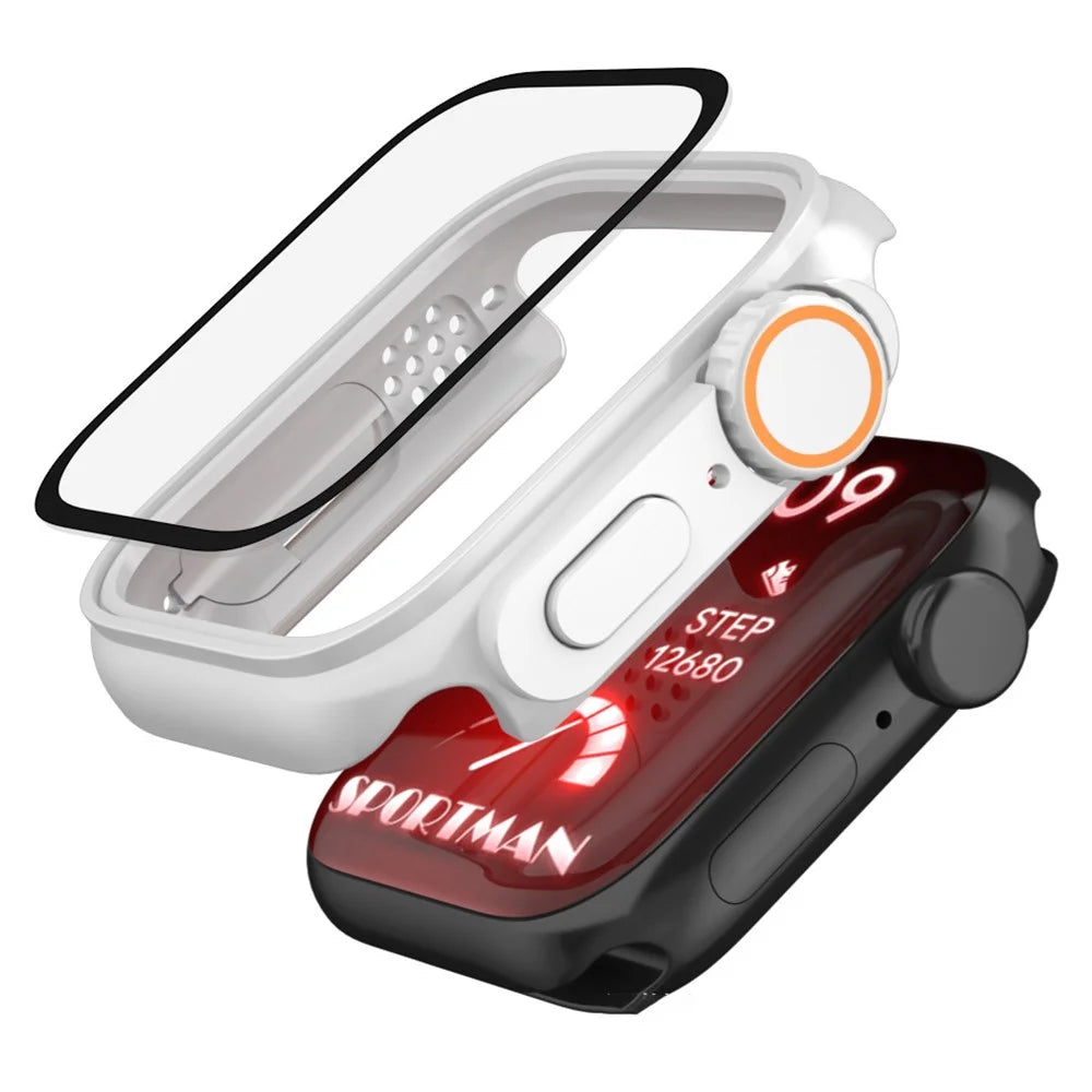 PC Watch Case For Apple Watch SE3 / SE2 / SE1 /  6 / 5 / 4 44mm Protective Cover with Tempered Glass Film - Black - 2