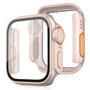 For Apple Watch Series 11 / 10 46mm PC Watch Case Protective Cover with Tempered Glass Film - Rose Gold - 1