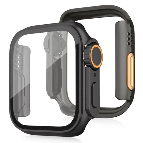 PC Watch Case For Apple Watch Series 11 / 10 42mm Protective Cover with Tempered Glass Film - Black - 1