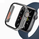 PC Watch Case for Apple Watch Series 9 8 7 41mm Watch Cover with Tempered Glass Film - Grey - 1