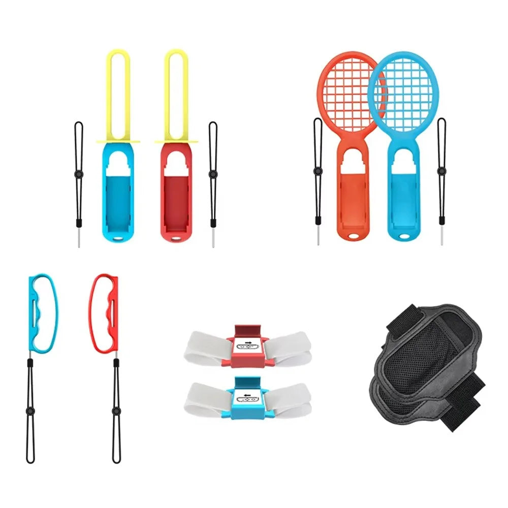HBS-447 For Nintendo Switch Sports Control Set Joy-Con Wristband Tennis Racket Fitness Leg Strap Sword Game Accessories - 1