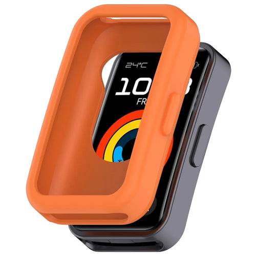 For Huawei Band 9 / Band 8 Watch Case Soft Silicone Hollow Watch Frame Cover - Orange - 1