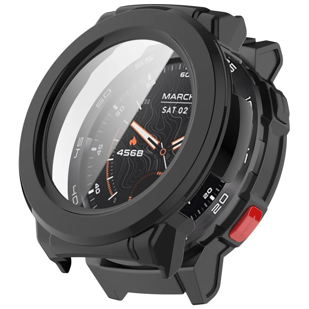 For Mibro Watch GS Pro Case Hard PC All Around Watch Cover with Tempered Glass Film - Black - 1