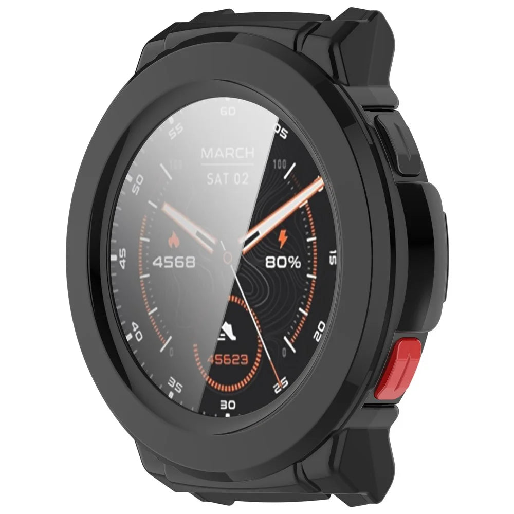 For Mibro Watch GS Pro Case Hard PC All Around Watch Cover with Tempered Glass Film - Black - 2