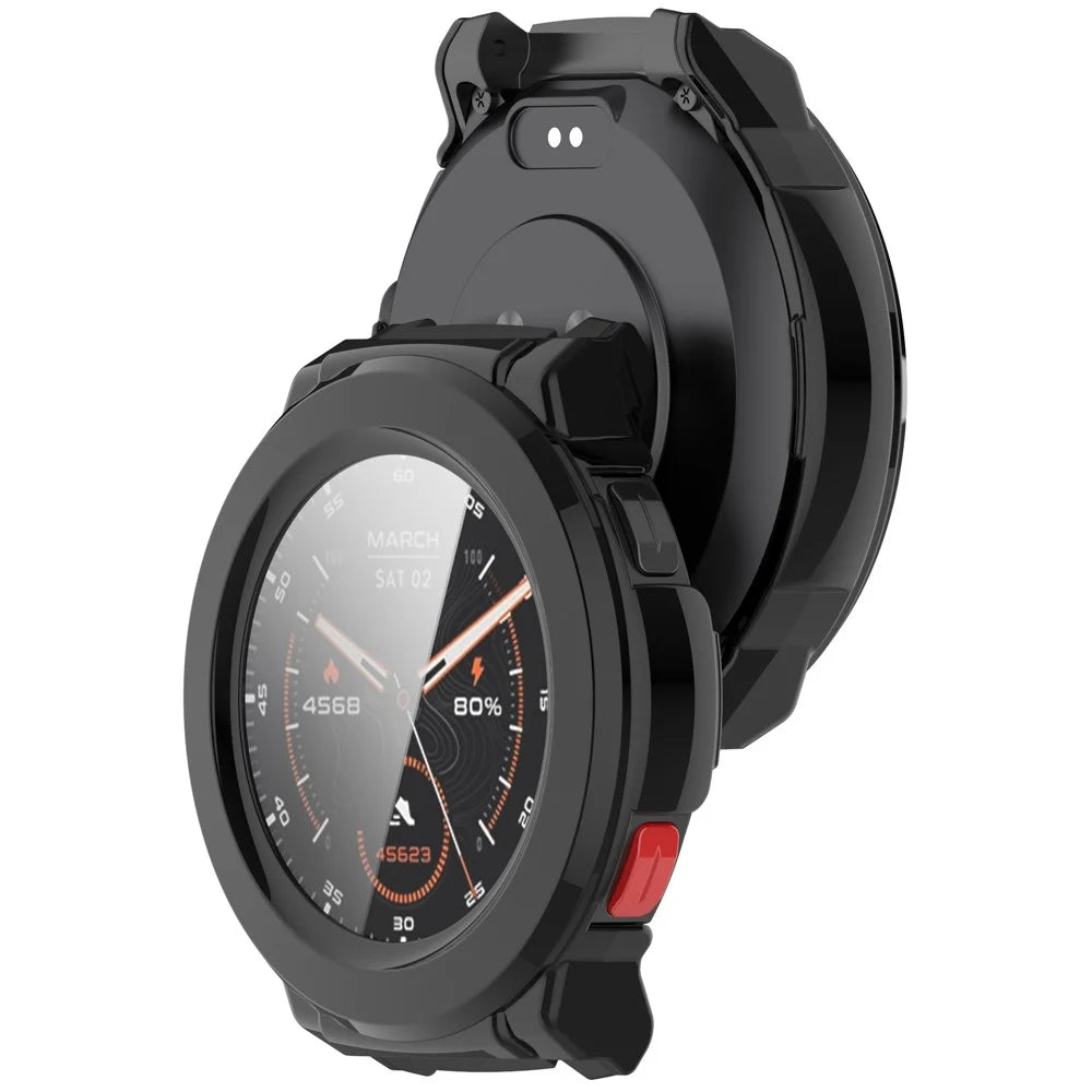 For Mibro Watch GS Pro Case Hard PC All Around Watch Cover with Tempered Glass Film - Black - 3
