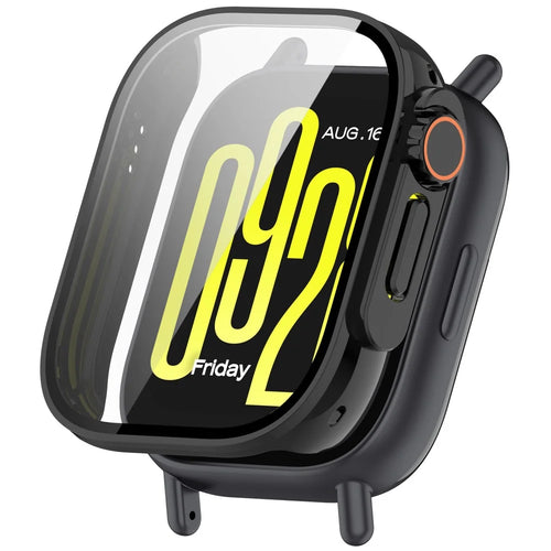For Xiaomi Redmi Watch 5 Active PC Tempered Glass Integrated Watch Case Full Coverage Protector - Black - 1