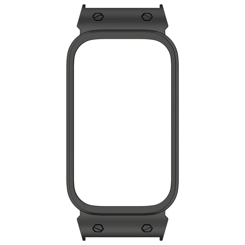 For Xiaomi Smart Band 9 Active / Redmi Band 3 Watch Case Metal Frame Protective Cover - Black - 1