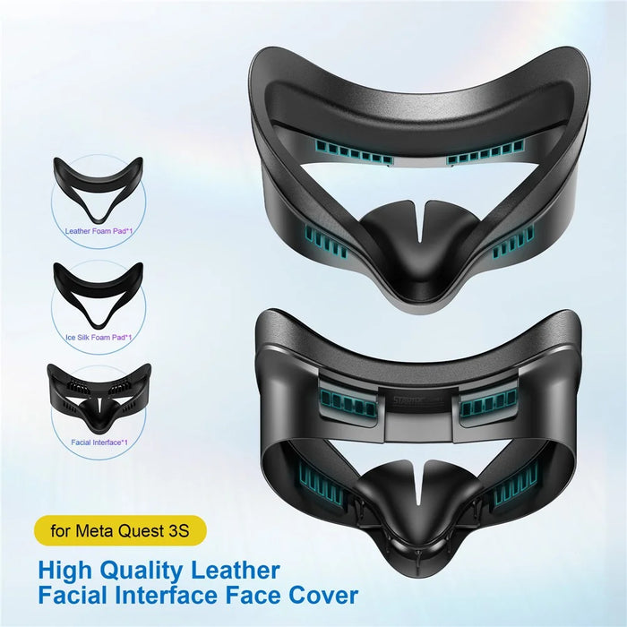 STARTRC GAMES For Meta Quest 3S VR Face Mask Leather  /  Lycra Foam Pad Breathable Face Cover - 3