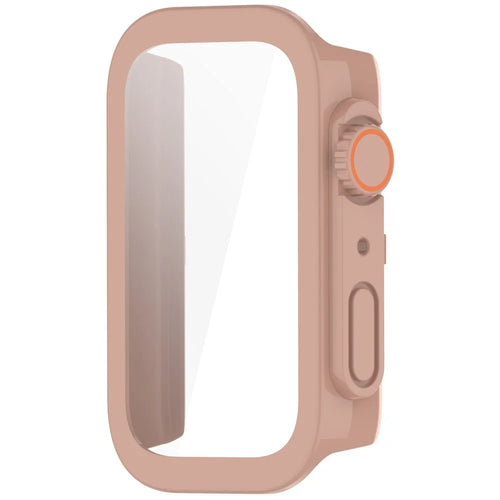 For Xiaomi Smart Band 9 Active / Redmi Band 3 Watch Case PC Frame Cover with Tempered Glass Screen Film - Pink - 1