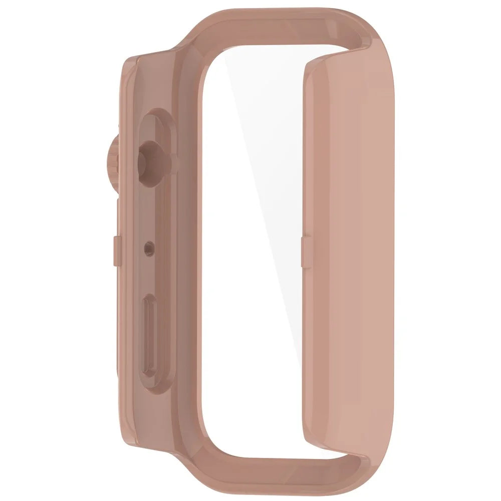 For Xiaomi Smart Band 9 Active / Redmi Band 3 Watch Case PC Frame Cover with Tempered Glass Screen Film - Pink - 2