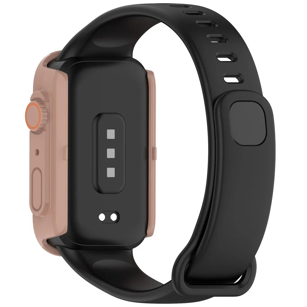 For Xiaomi Smart Band 9 Active / Redmi Band 3 Watch Case PC Frame Cover with Tempered Glass Screen Film - Pink - 6
