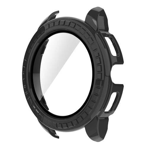 For Aigo M8 Watch Case PC Frame Cover with Tempered Glass Screen Film - Black - 1