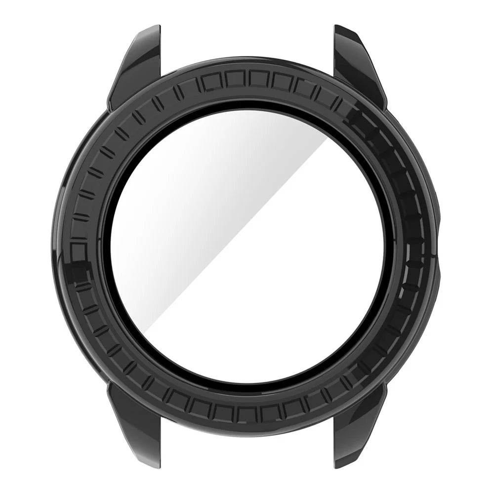 For Aigo M8 Watch Case PC Frame Cover with Tempered Glass Screen Film - Black - 2