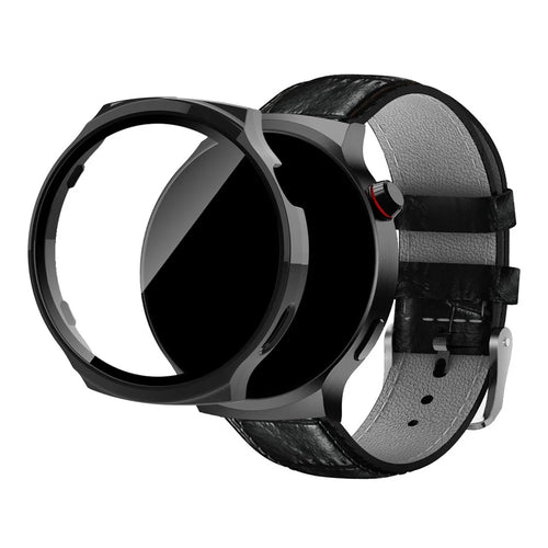 For Aigo Smart Watch V8 Watch Case PC Frame Cover with Tempered Glass Screen Film - Black - 1