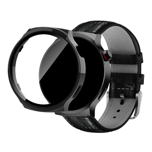 For Aigo Smart Watch V8 Watch Case PC Frame Cover with Tempered Glass Screen Film - Black - 1