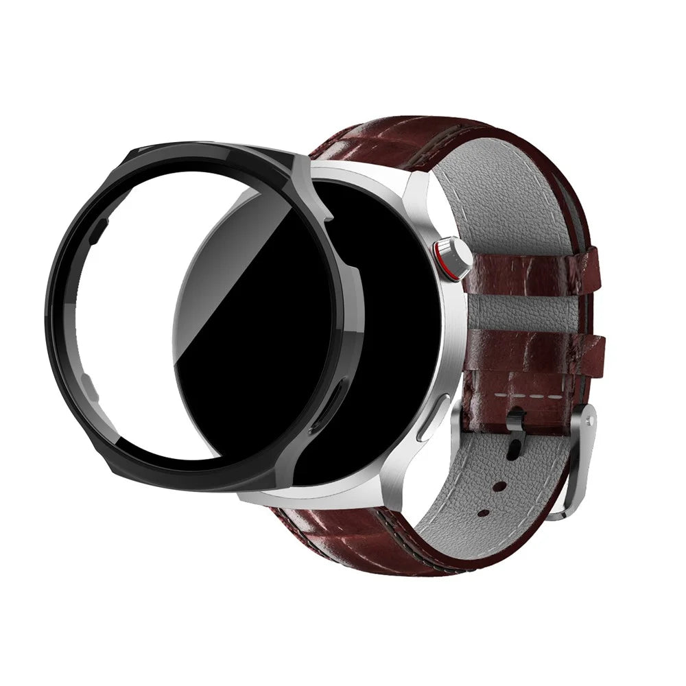 For Aigo Smart Watch V8 Watch Case PC Frame Cover with Tempered Glass Screen Film - Black - 4