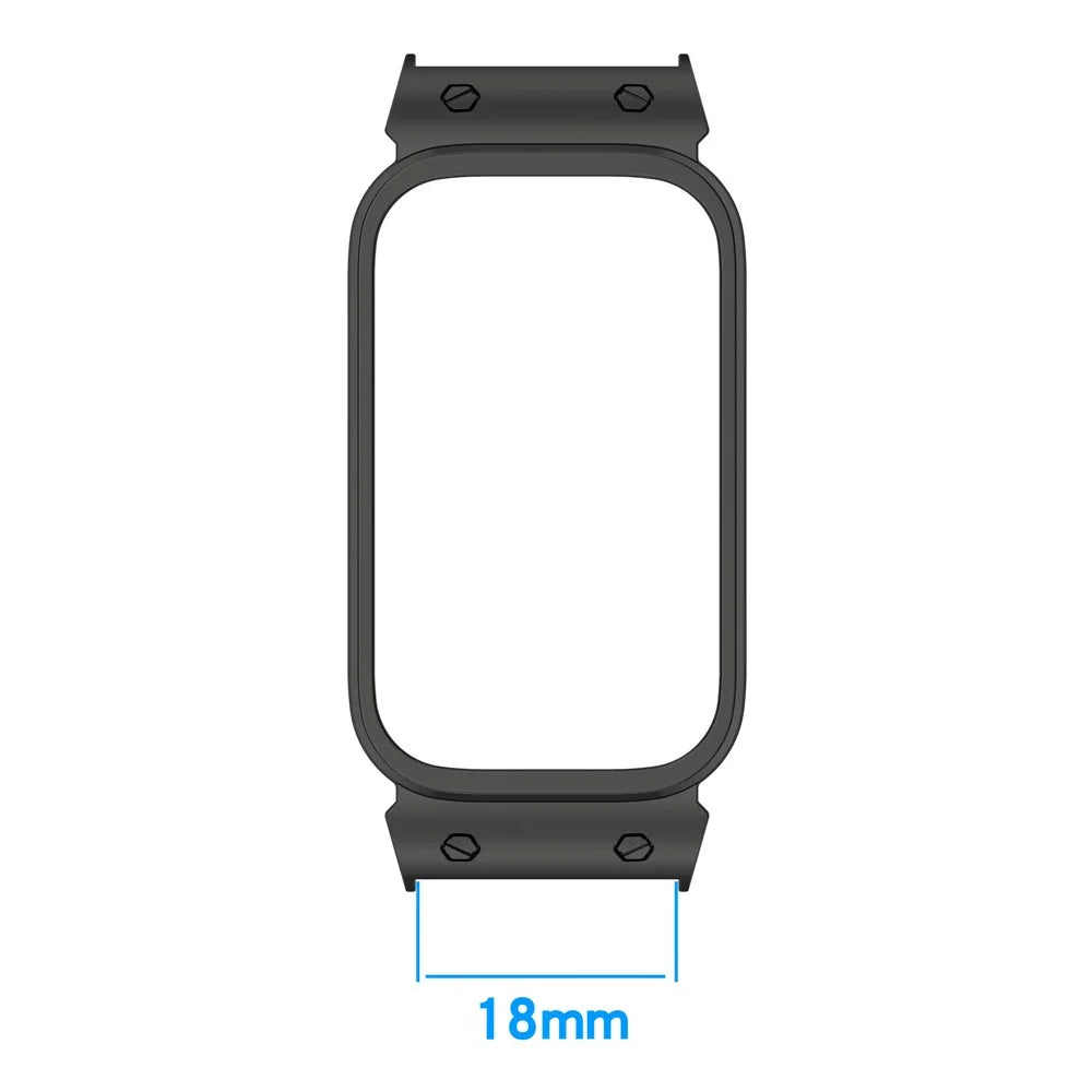For Xiaomi Smart Band 9 Active  /  Redmi Band 3 Watch Case Zinc Alloy Frame Work with 18mm Watchband - Black - 3
