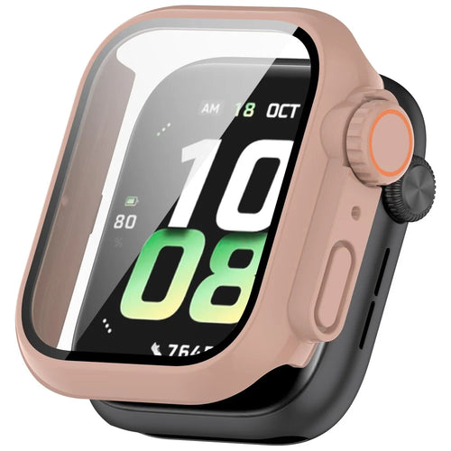 For Honor Watch 5 Case Hard PC All-Around Watch Cover with Tempered Glass Film - Pink - 1