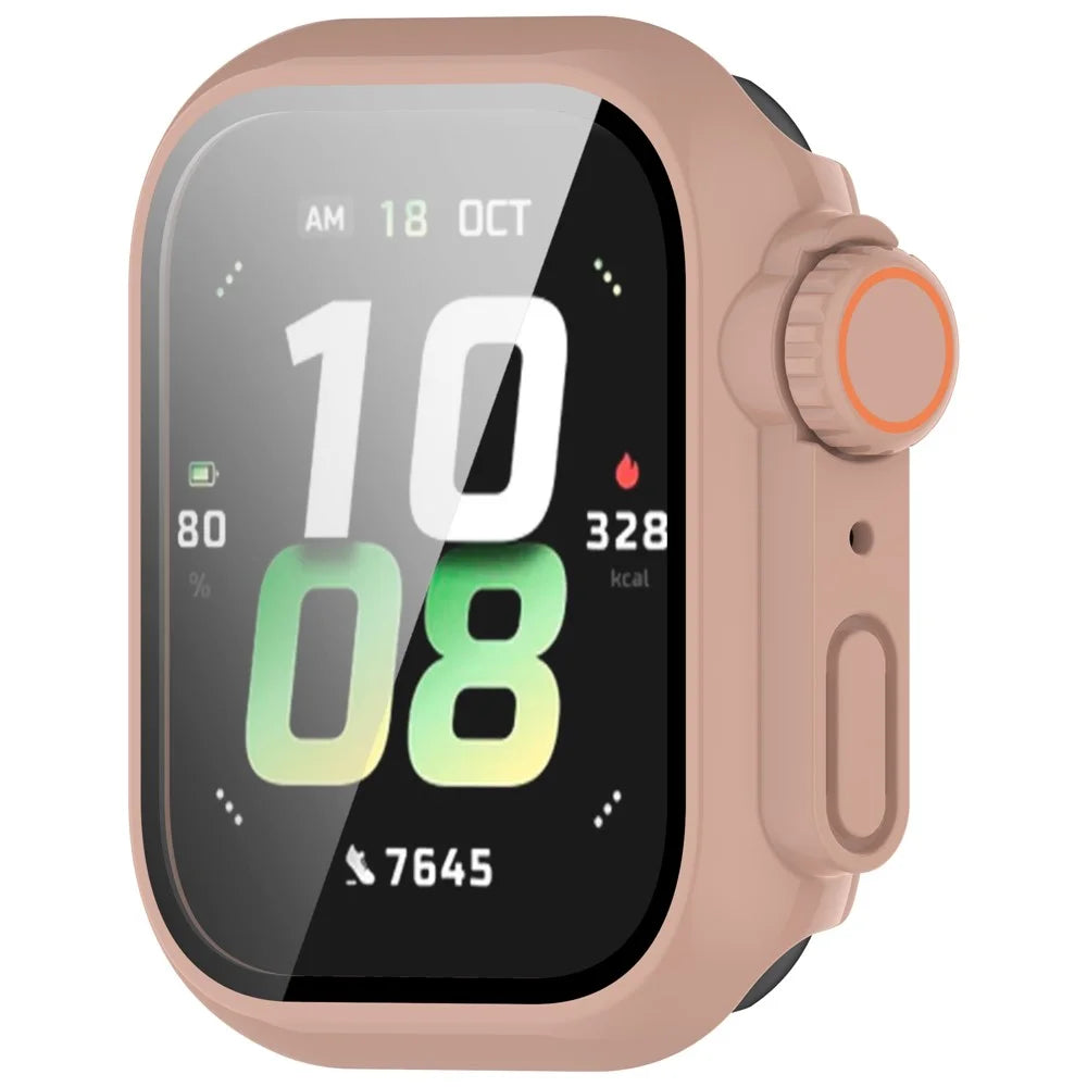For Honor Watch 5 Case Hard PC All-Around Watch Cover with Tempered Glass Film - Pink - 2