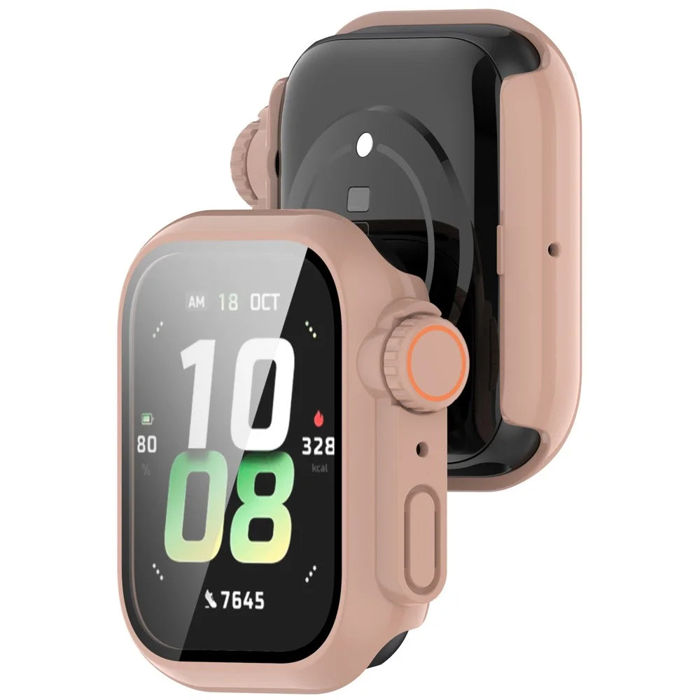 For Honor Watch 5 Case Hard PC All-Around Watch Cover with Tempered Glass Film - Pink - 3