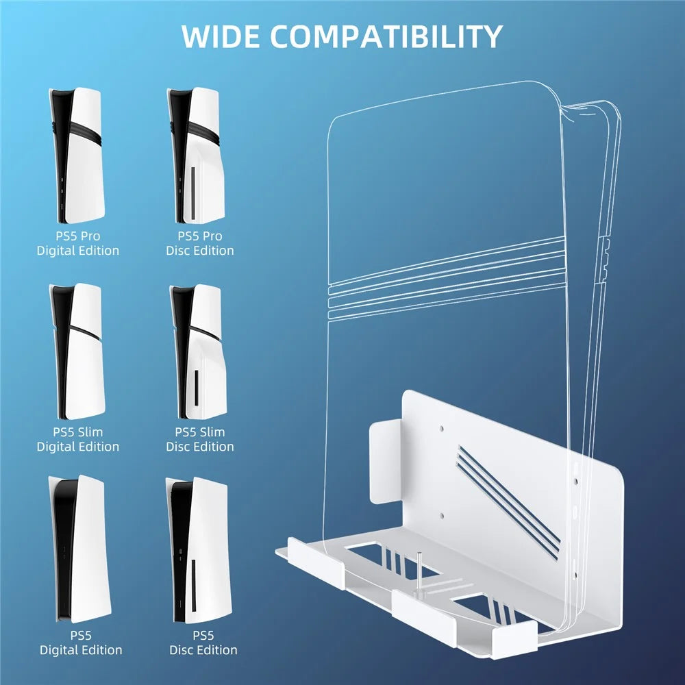 JYS JYS-P5226 Bracket for Sony PS5 Pro / PS5 Slim / PS5 Console Holder Wall Mount Storage Rack - White - 3