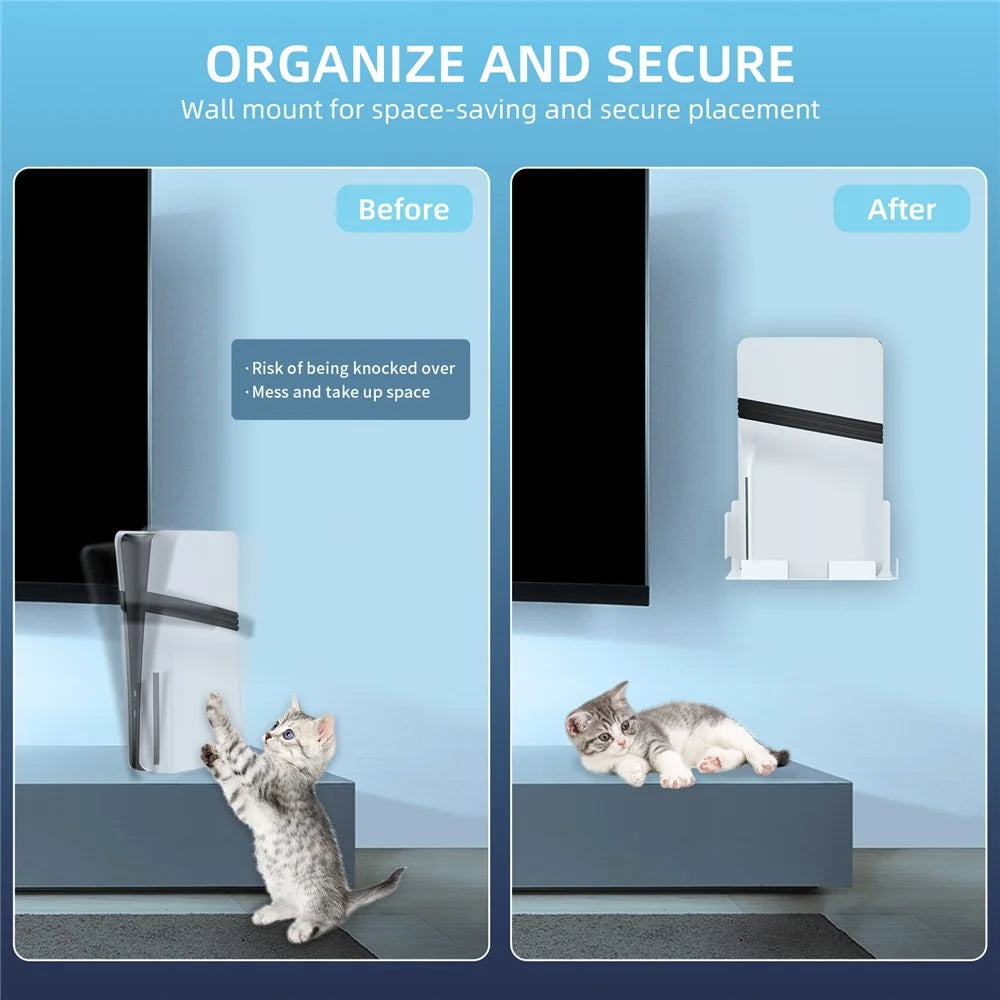 JYS JYS-P5226 Bracket for Sony PS5 Pro / PS5 Slim / PS5 Console Holder Wall Mount Storage Rack - White - 5