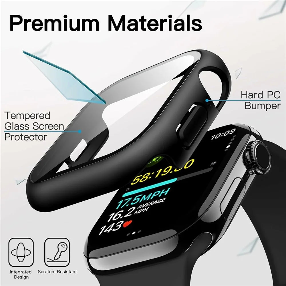 For Apple Watch Series 11 / 10 42mm Watch Case IP68 Waterproof Hard PC Cover with Tempered Glass Film - Black - 2