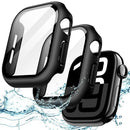 For Apple Watch Series 11 / 10 46mm Watch Case IP68 Waterproof Hard PC Cover with Tempered Glass Film - Black - 1