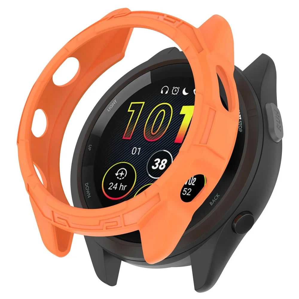 For Garmin Forerunner 265S Watch Case Hollow Armor Quick Release Soft TPU Watch Cover - Orange - 1