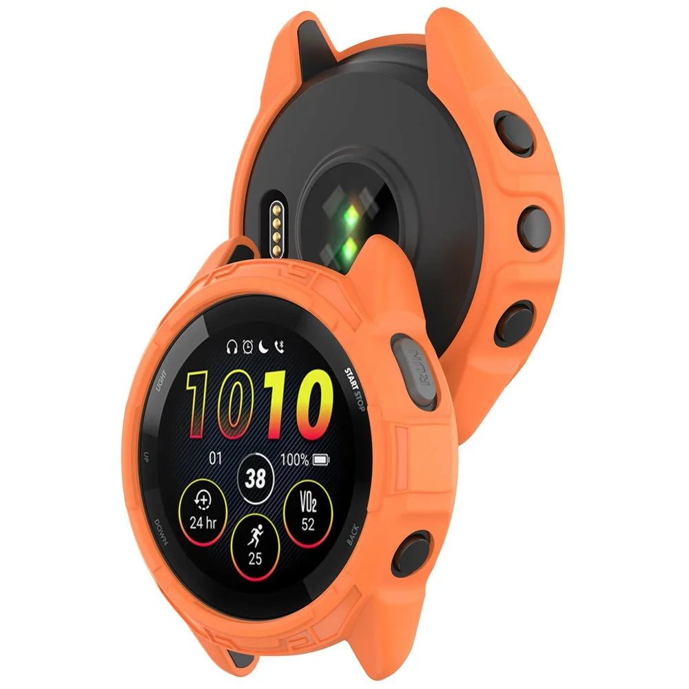 For Garmin Forerunner 265S Watch Case Hollow Armor Quick Release Soft TPU Watch Cover - Orange - 2
