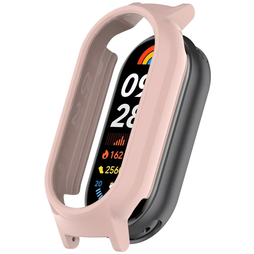 For Xiaomi Smart Band 9 NFC / 9 Hollow Out Watch Case 12mm Lug PC Protective Frame - Pink - 1