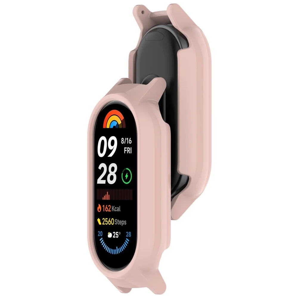 For Xiaomi Smart Band 9 NFC / 9 Hollow Out Watch Case 12mm Lug PC Protective Frame - Pink - 3