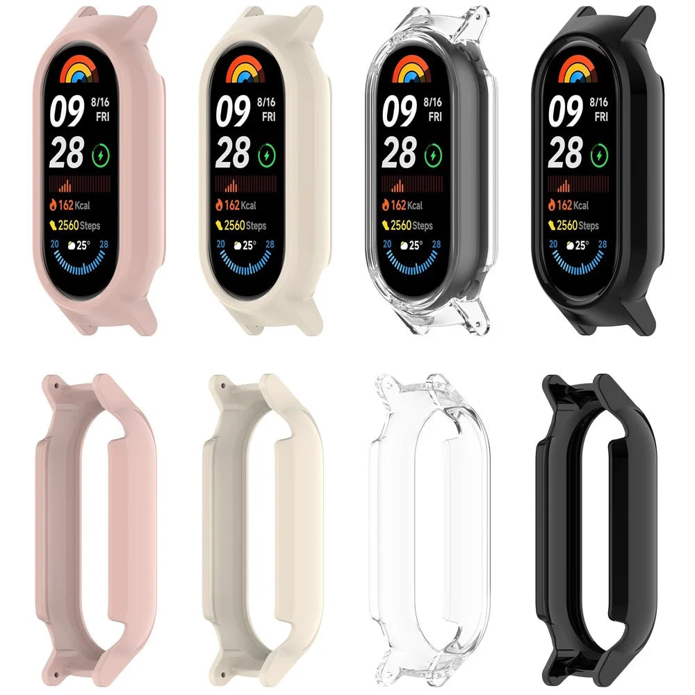 For Xiaomi Smart Band 9 NFC / 9 Hollow Out Watch Case 12mm Lug PC Protective Frame - Pink - 7