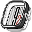 Protective Case for Xiaomi Redmi Watch 5 / 5 eSIM / 4 Hollow Design Smart Watch PC Cover Rhinestone Decor - Black - 1