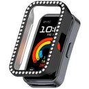 Protective Case For Huawei Band 10 / 10 NFC / 9 / 9 NFC / 8 / 8 NFC Hollow Design Rhinestone Decor PC Watch Cover - Black - 1