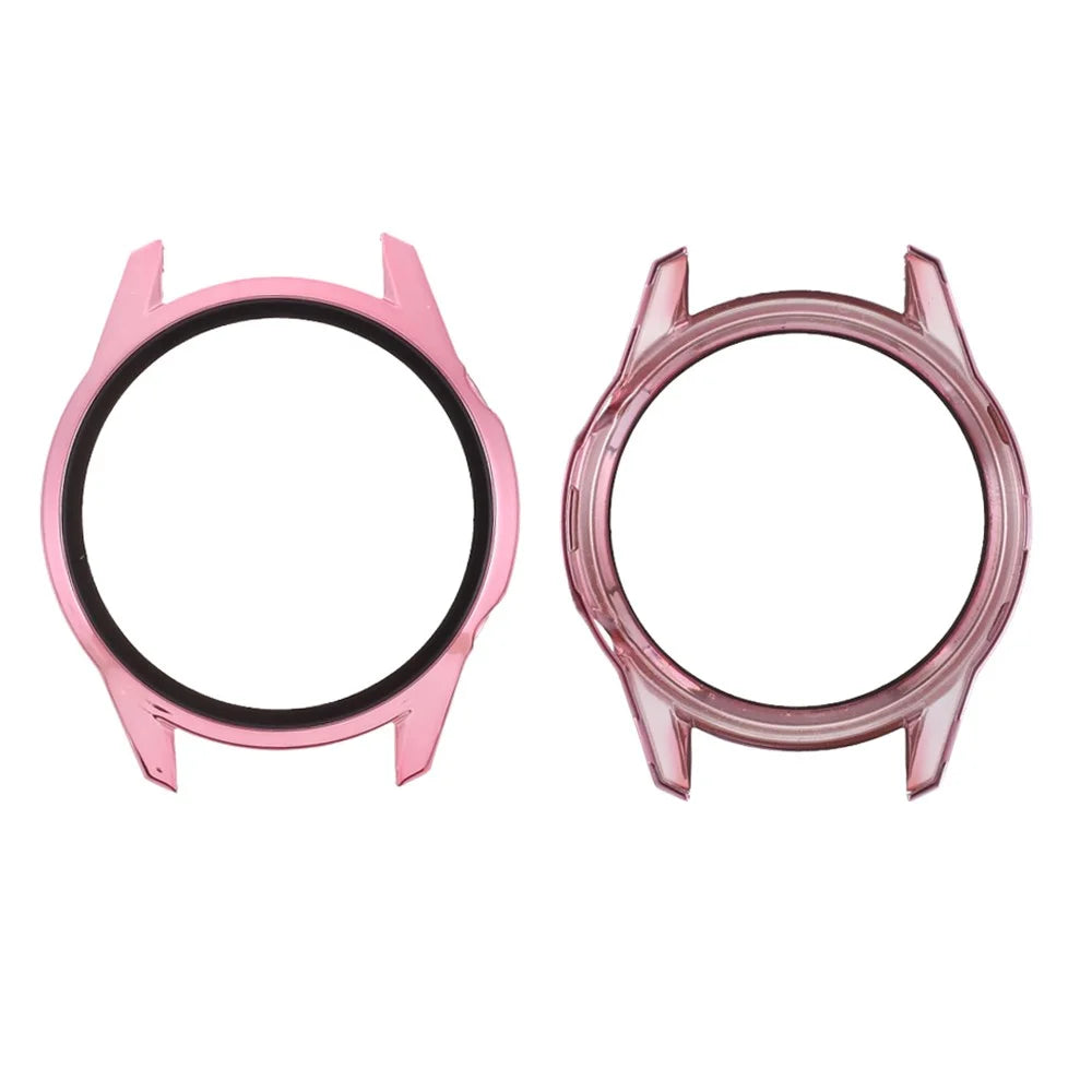 Electroplating PC Case Frame Tempered Glass Protector Cover for Huawei Watch GT 2 42mm - Rose Gold - 1