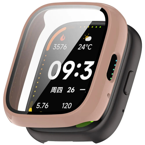 For Lifesense Watch 3 Case Hard PC All-Around Watch Cover with Tempered Glass Film - Pink - 1