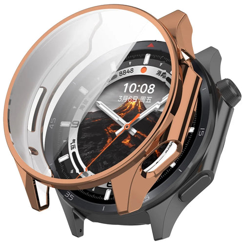 For Oppo Watch X2 / OnePlus Watch 3 46mm Electroplating TPU Protective Cover Watch Case with Screen Film - Rose Gold - 1
