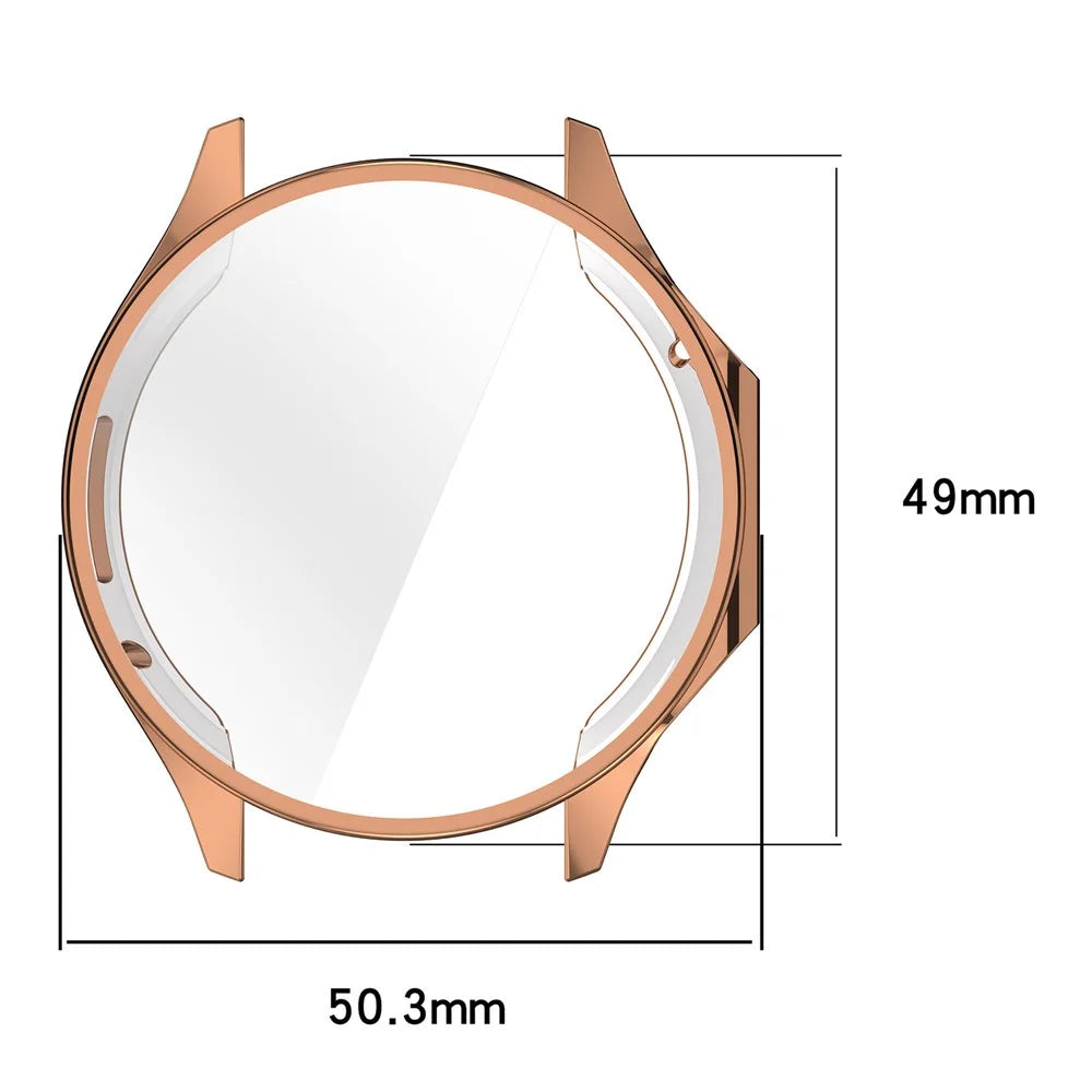 For Oppo Watch X2 / OnePlus Watch 3 46mm Electroplating TPU Protective Cover Watch Case with Screen Film - Rose Gold - 3