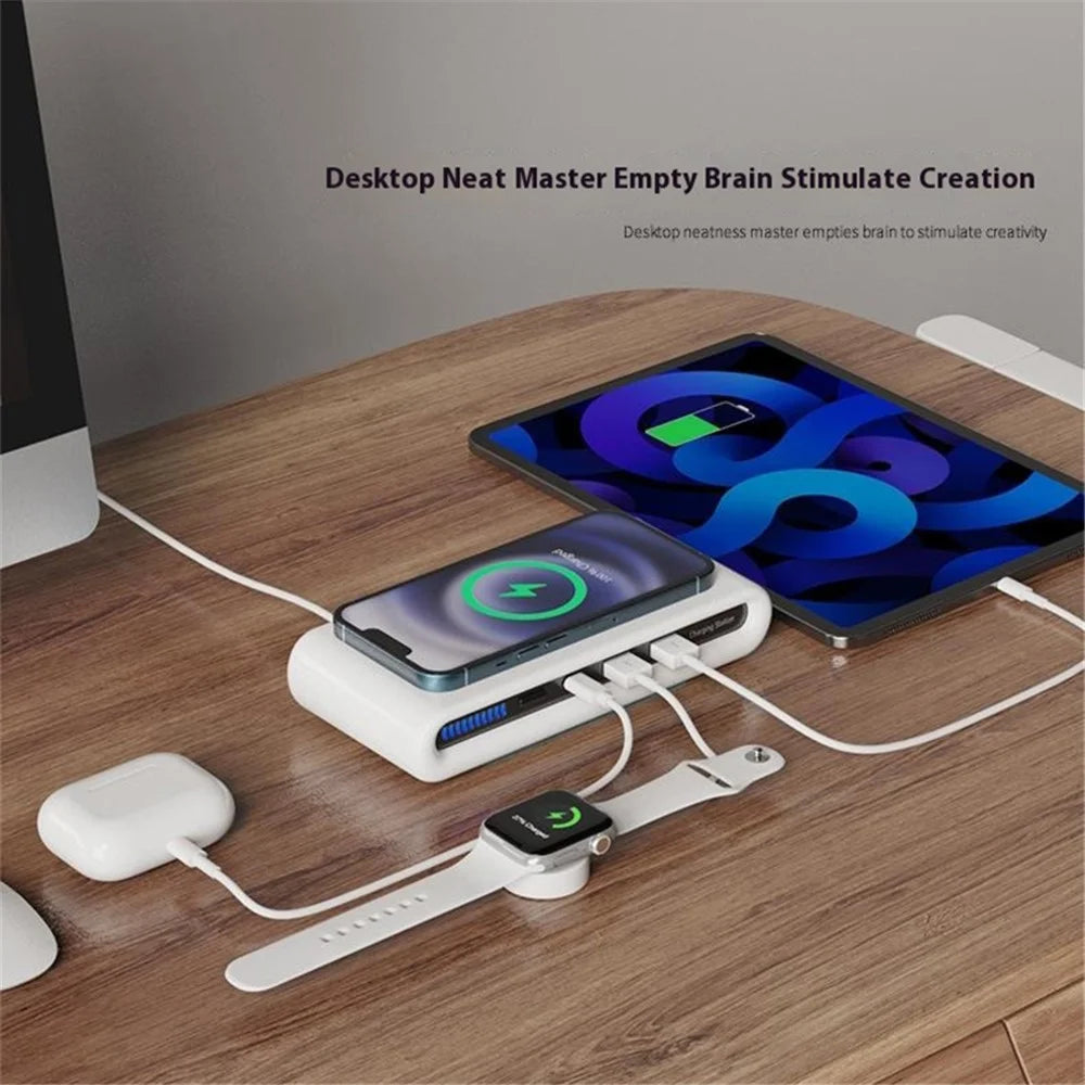 N67 USB Multi-Port Wireless Charger 30W Fast Charging Station USB Charging Hub with Ambient Light - 3